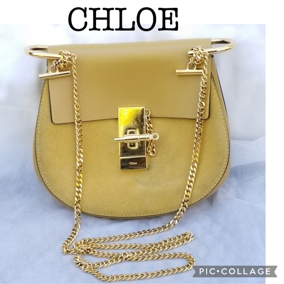 Lovely Auth  CHLOE Drew small Crossbody Leather and suede bag - Picture 2 of 16